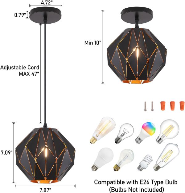 Geometric Diamond Shade Industrial Pendant Light 6