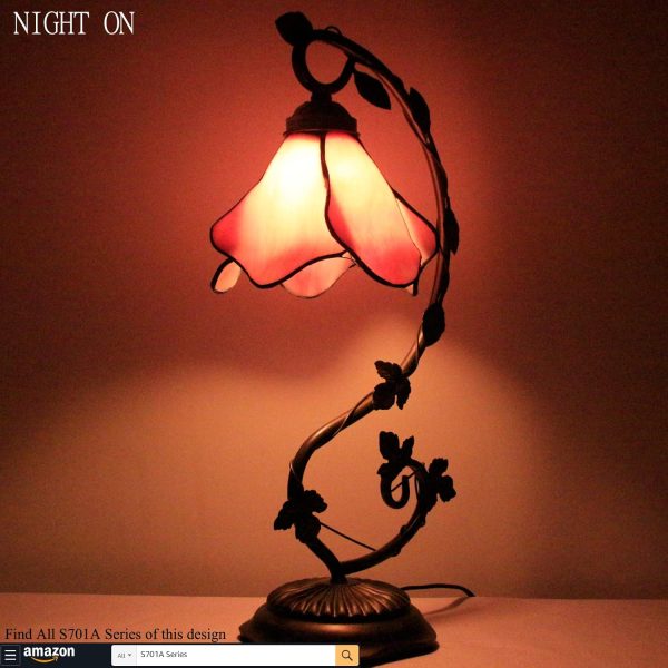 Metal Leaf Lamp Stained Glass Light 6