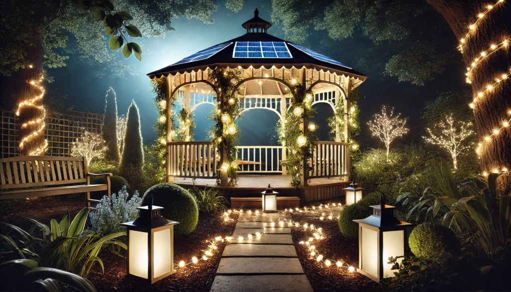 Nighttime Garden Scene with Gazebo - 02