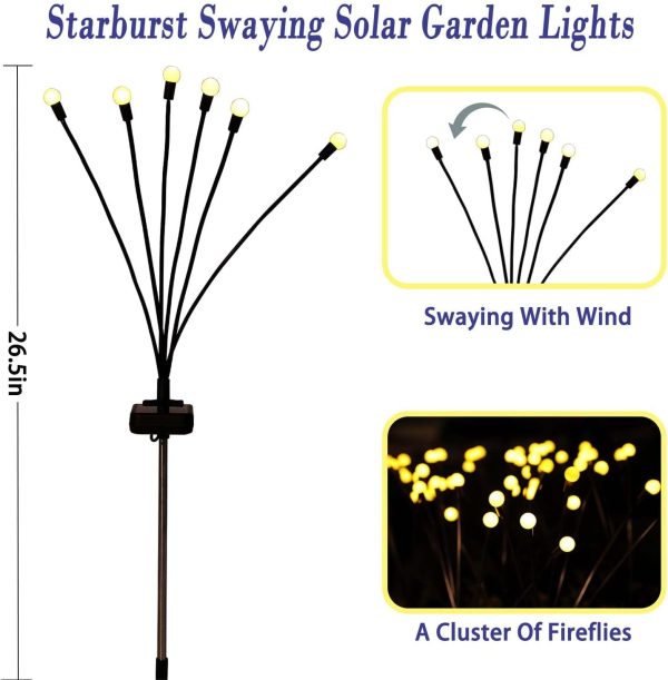 Solar Waterproof Swaying Lights Garden Decor dimension